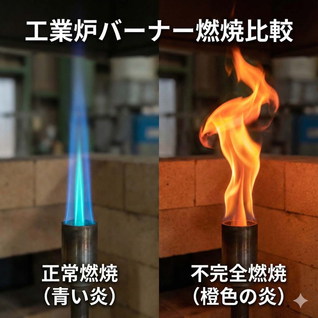 工業炉バーナーの燃焼比較